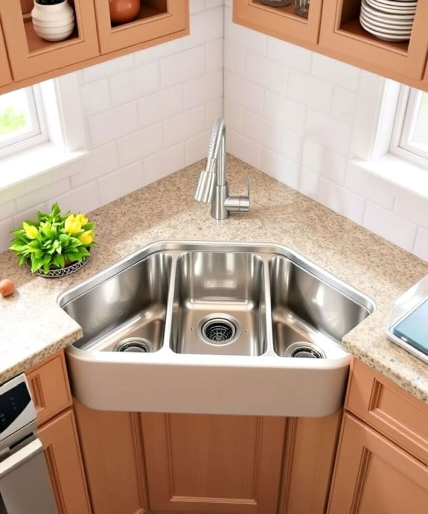 20 Brilliant Corner Kitchen Sink Ideas