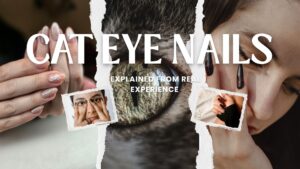 cat eye nails with glossy magnetic shimmer effect