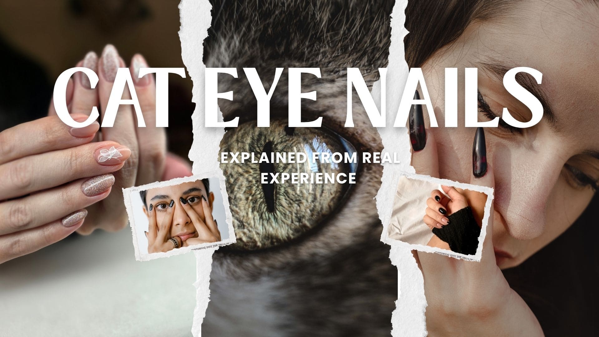 cat eye nails with glossy magnetic shimmer effect
